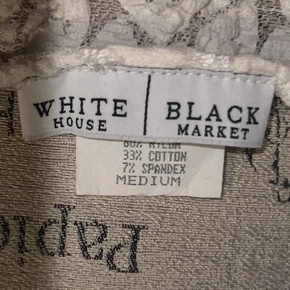 WHBM Vintage lace shortsleeve ivory cream white blouse Size Medium Style WHT1204 - Picture 6 of 7